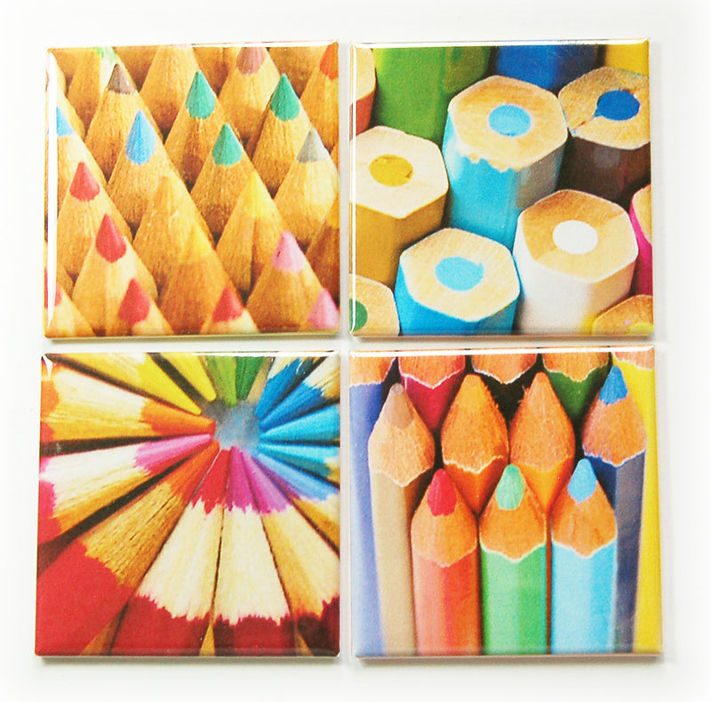Colored Pencils Set of 4 Magnets - Kelly's Handmade