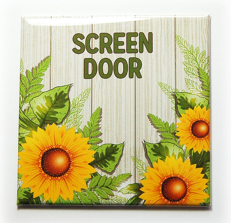Sunflower Screen Door Warning Magnets in Yellow & Green - Kelly's Handmade