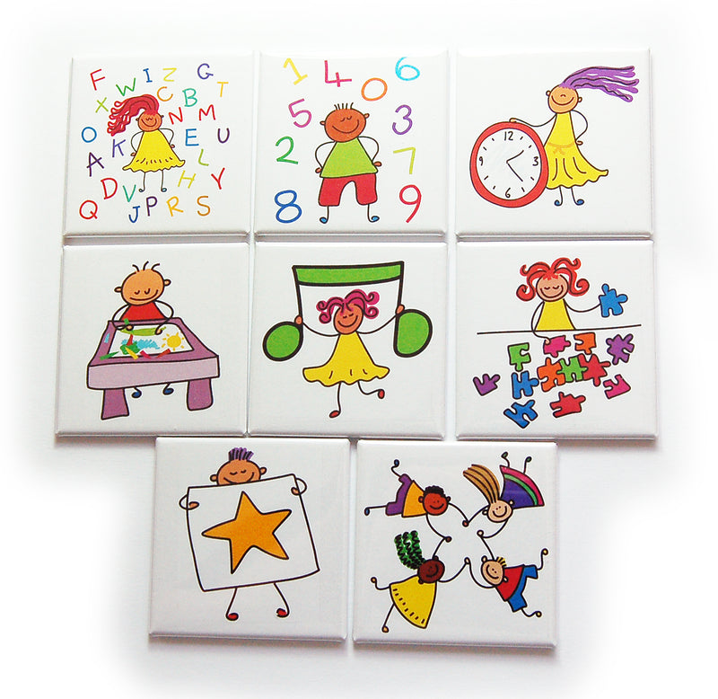 Preschool & Homeschool - Set of Nine Magnets - Kelly's Handmade