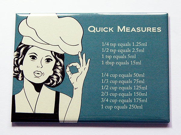 Chef Teal Quick Conversion Chart Magnet - Kelly's Handmade