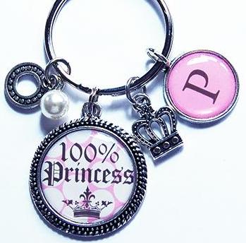 100% Princess Monogram Keychain - Kelly's Handmade