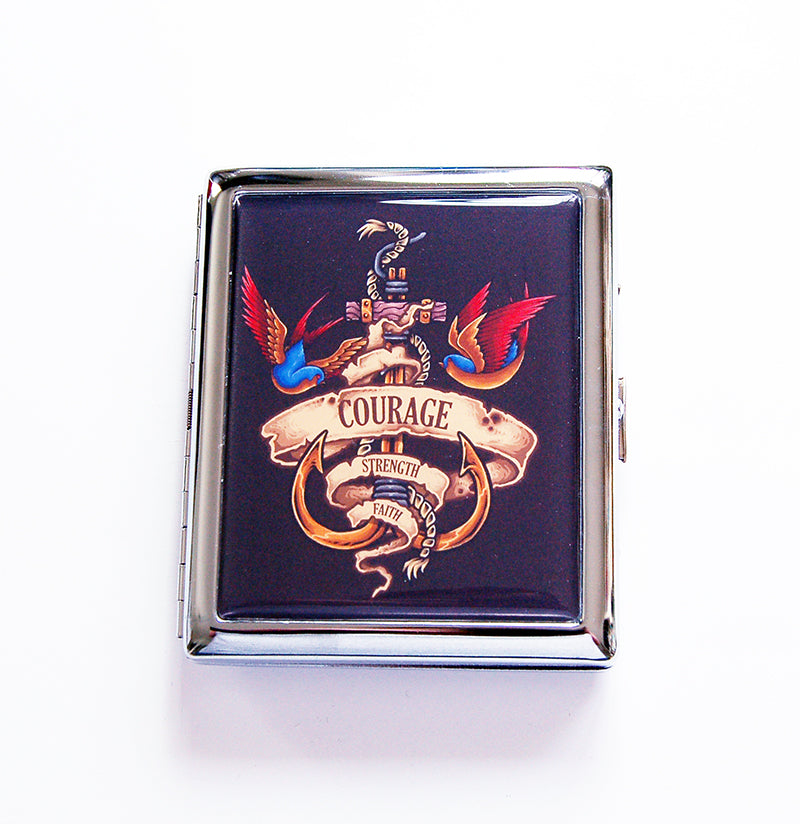 Old School Tattoo Compact Cigarette Case - Kelly's Handmade