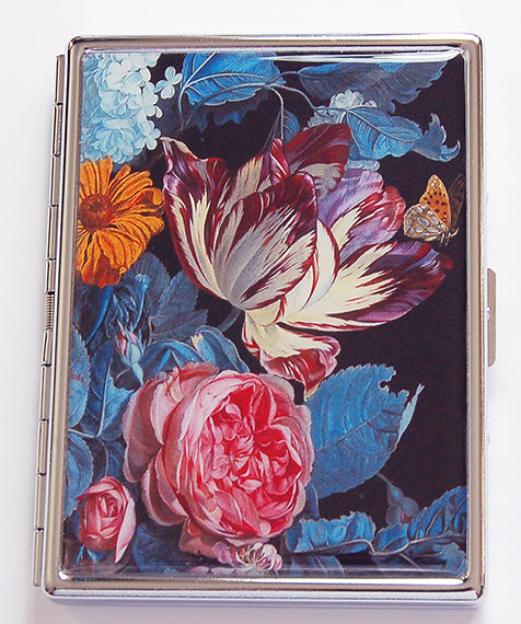 Floral Slim Cigarette Case in Blue & Pink - Kelly's Handmade