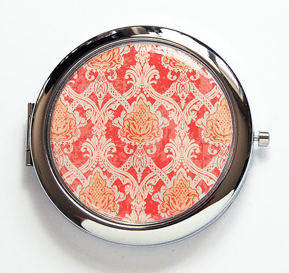 Paisley Compact Mirror in Orange - Kelly's Handmade
