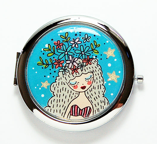 Girl With Flower Crown Compact Mirror - Kelly's Handmade
