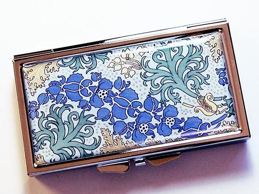 Vintage Pattern 7 Day Pill Case in Blue & Green - Kelly's Handmade