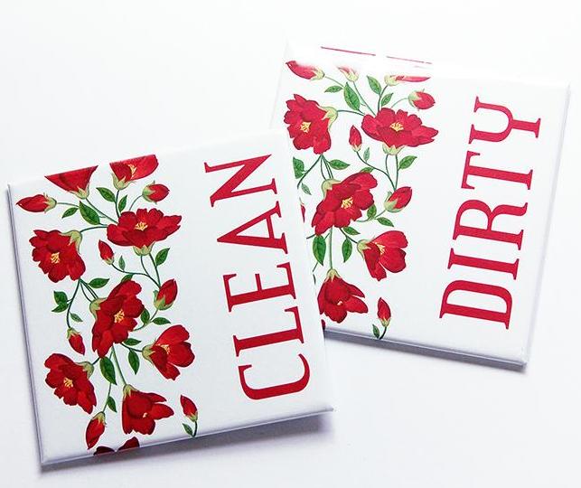 Red Poppies Dishwasher Magnets - Kelly's Handmade