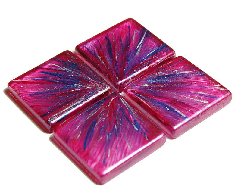 Pink & Purple Starburst Hand Painted Glass Magnets - Kelly's Handmade