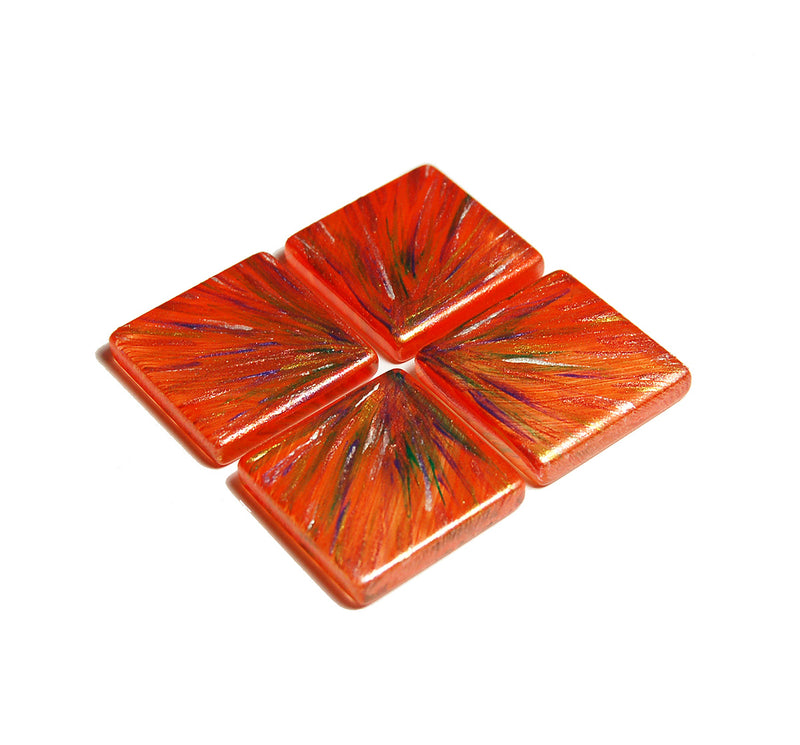 Orange Starburst Hand Painted Glass Magnets - Kelly's Handmade