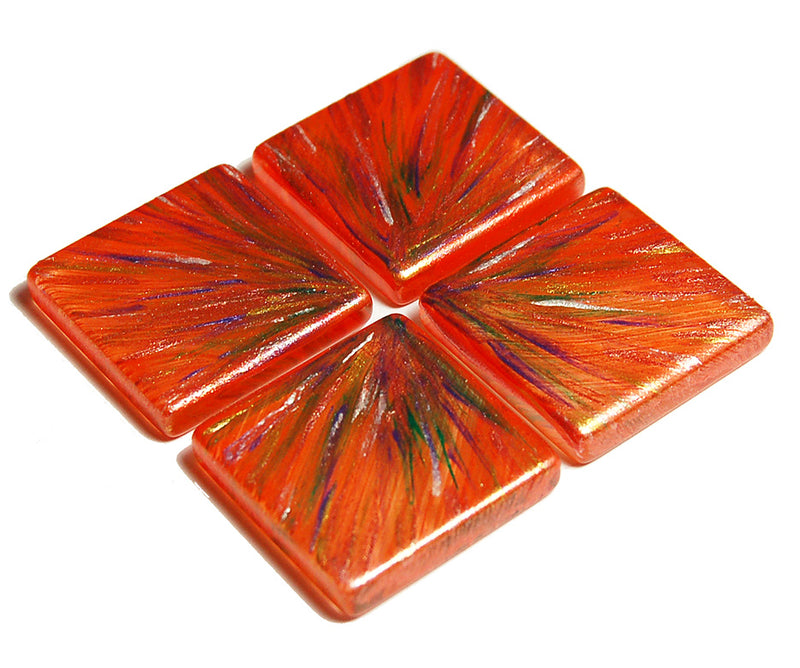Orange Starburst Hand Painted Glass Magnets - Kelly's Handmade