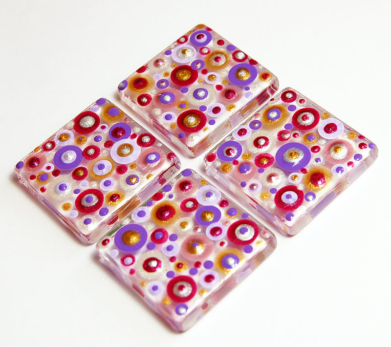 Purple Pink Silver & Gold Hand Painted Dot Art Magnet Set - Kelly's Handmade