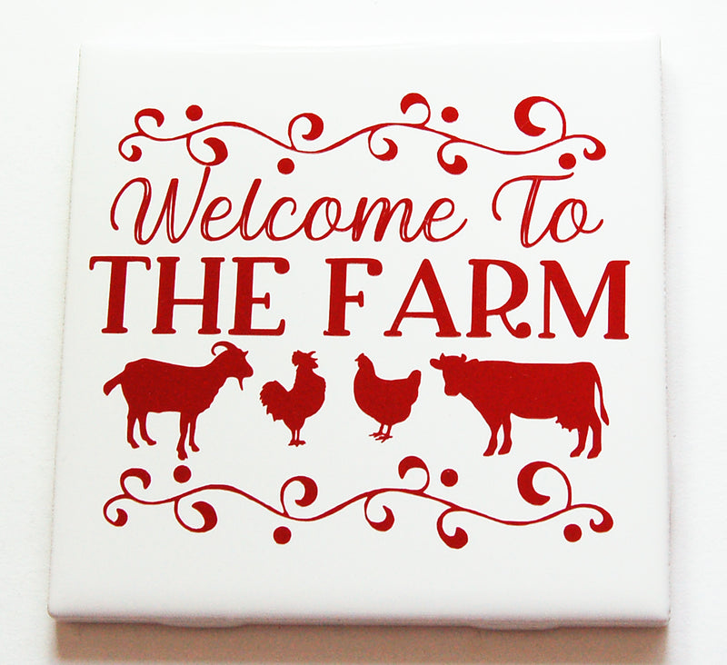 Welcome to the Farm Sign In Red - Kelly's Handmade