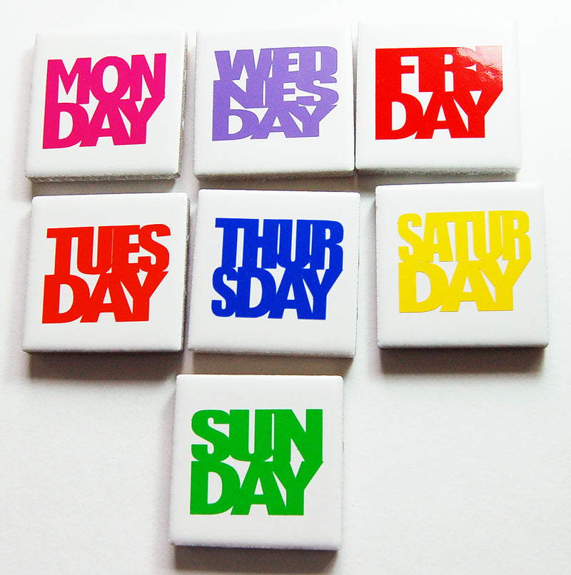 Days of the Week Square Tile Magnet Set Multi Color Set 2 - Kelly's Handmade