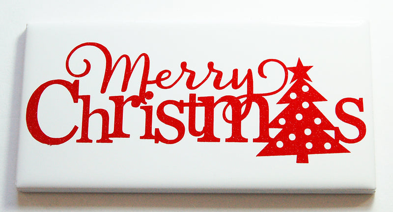 Merry Christmas Sign With Red Glitter - Kelly's Handmade