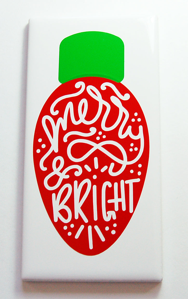 Merry and Bright Christmas Ornament Sign In Red & Green - Kelly's Handmade