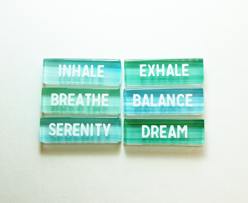 Serenity Balance Glass Magnet Set In Shades Of Blue & Green - Kelly's Handmade