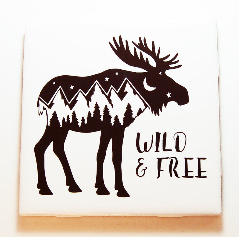 Wild & Free Moose Sign In Brown - Kelly's Handmade