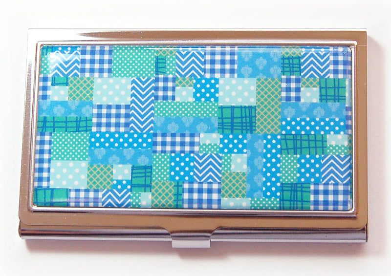 Patchwork Design Sewing Needle Case in Blue and Green - Kelly's Handmade