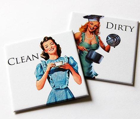Clean Dirty Dishwasher Magnet Sign Retro Pinup - Creative Gifts for Women  and Men UK- Funny Gifts - Housewarming Gifts New Home