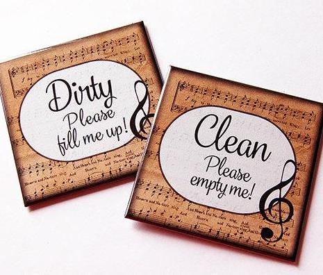 Musical Theme Clean & Dirty Dishwasher Magnets - Kelly's Handmade