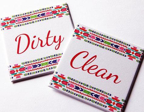 Boho Tribal Clean & Dirty Dishwasher Magnets in Pink - Kelly's Handmade