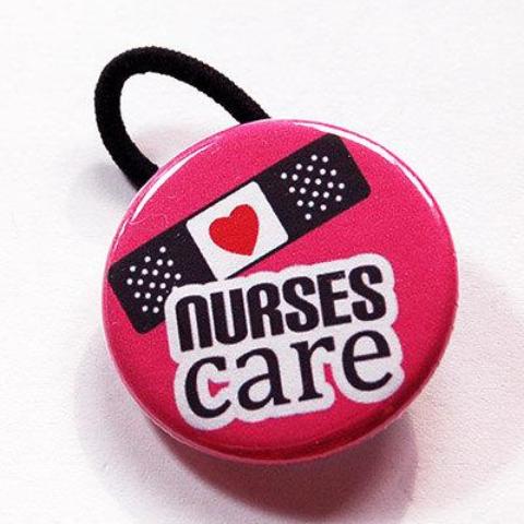 Nurses Care Ponytail Holder in Pink - Kelly's Handmade