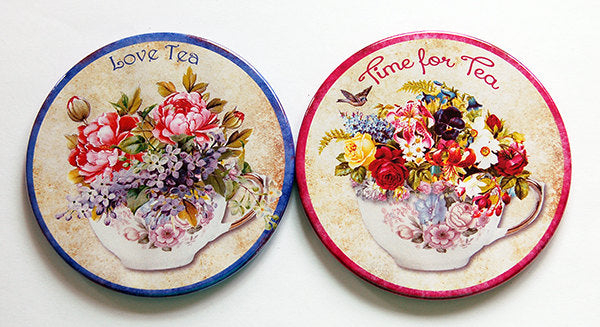 Tea Time Coasters - Pink & Purple - Kelly's Handmade
