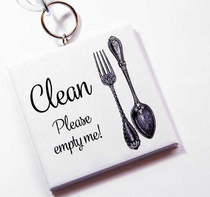 Cutlery Clean/Dirty Dishwasher Sign in White - Kelly's Handmade