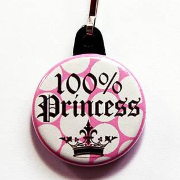 100% Princess Zipper Pull in Pink & Brown - Kelly's Handmade