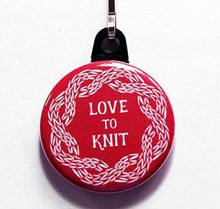Love To Knit Zipper Pull Available in 4 Colors - Kelly's Handmade