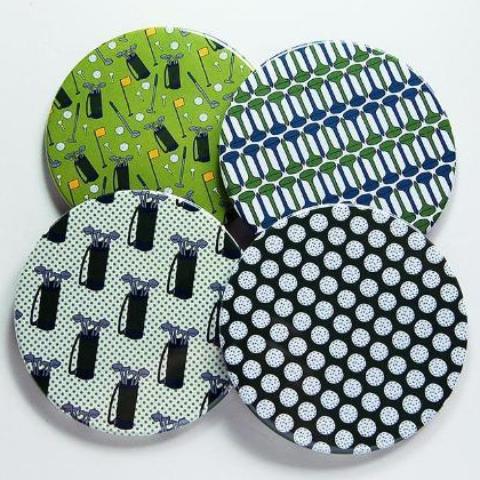 Golf Coasters in Blue & Green - Kelly's Handmade
