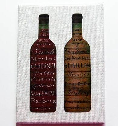Wine Bottles Red & White Magnet - Kelly's Handmade