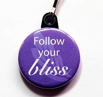 Follow Your Bliss Zipper Pull in Purple - Kelly's Handmade
