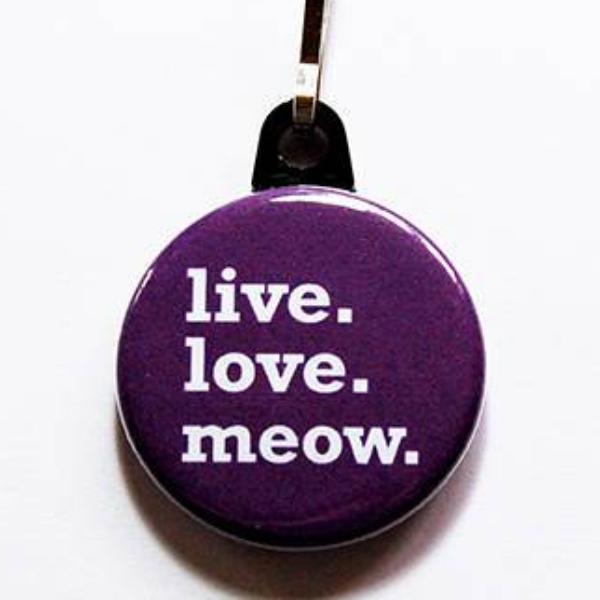 Live Love Meow in Purple - Kelly's Handmade