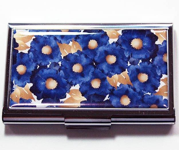 Floral Business Card Case in Navy & Gold - Kelly's Handmade