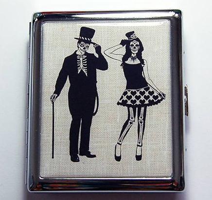 Skeleton Couple Compact Cigarette Case - Kelly's Handmade