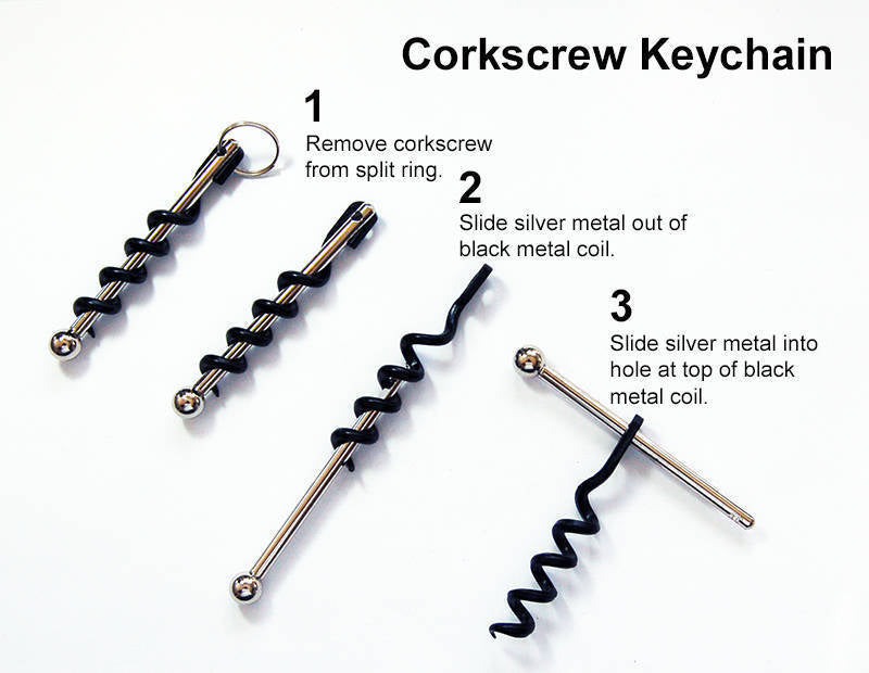 Tuxedo Corkscrew keychain - Kelly's Handmade