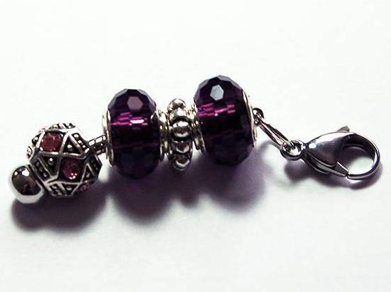Rhinestone Bead Zipper Pull in Purple - Kelly's Handmade
