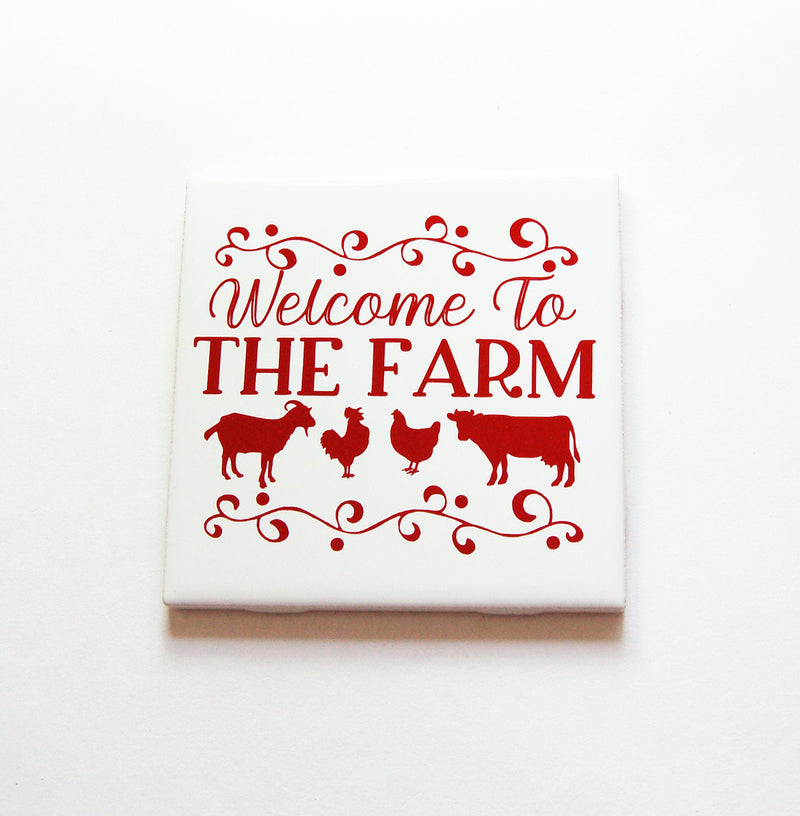Welcome to the Farm Sign In Red - Kelly's Handmade