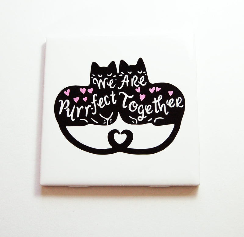 We Are Purrfect Together Cat Sign In Black White & Pink - Kelly's Handmade