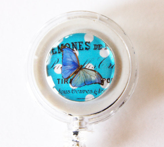 Blue Butterfly ID Badge Reel - Kelly's Handmade