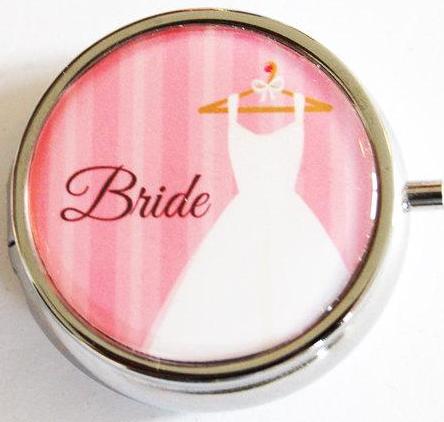Bride Round Pill Case in Pink - Kelly's Handmade