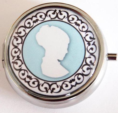Cameo Something Blue Round Pill Case in Blue - Kelly's Handmade