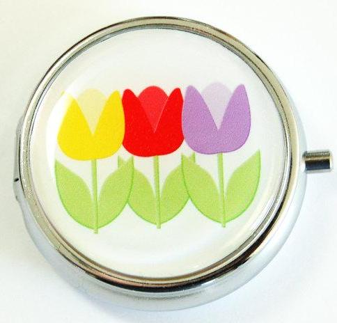 Tulip Round Pill Case - Kelly's Handmade
