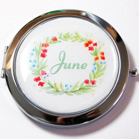 Floral Wreath Personalized Compact Mirror #1 - Kelly's Handmade