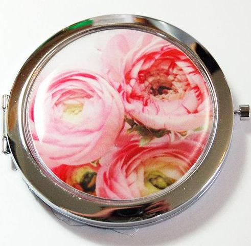 Peony Compact Mirror in Pink - Kelly's Handmade