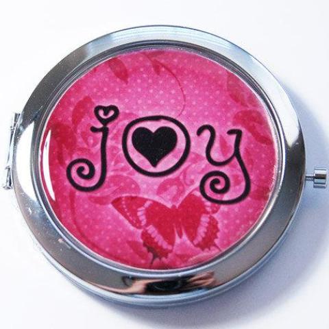 Joy Compact Mirror in Pink - Kelly's Handmade