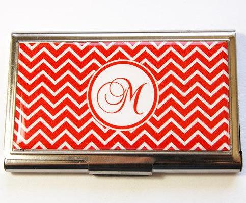 Chevron Monogram Business Card Case in 3 Colors - Kelly's Handmade