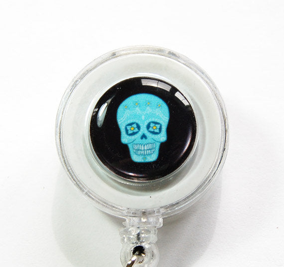Sugar Skull ID Badge Reel - Available in 6 Colors - Kelly's Handmade