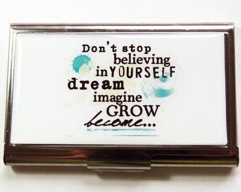 Don't Stop Believing Business Card Case - Kelly's Handmade